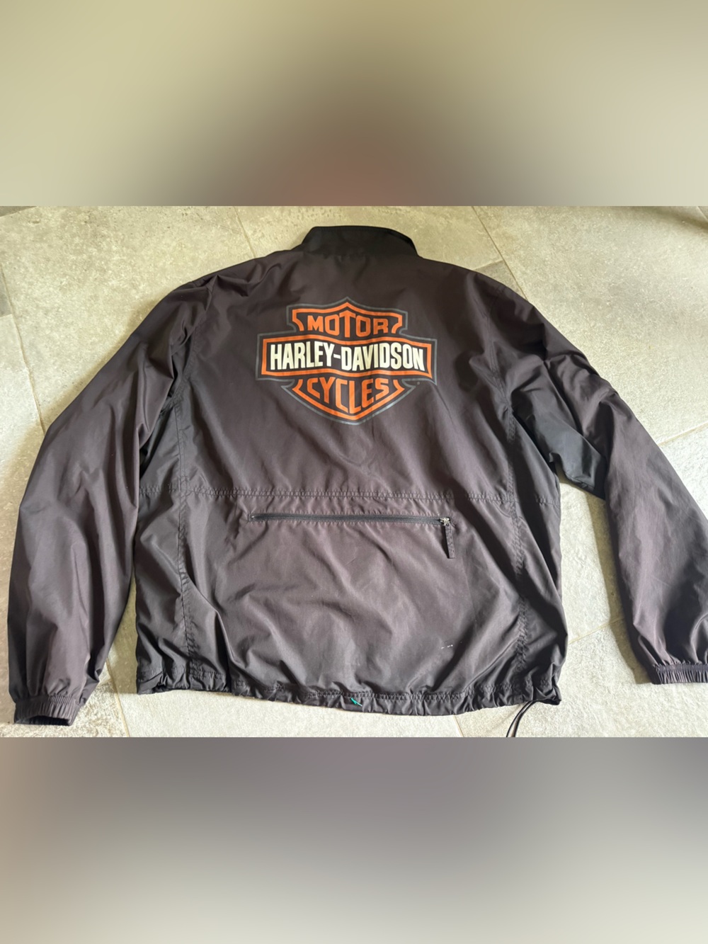 Harley-Davidson Black Windbreaker with Orange Logo Shield